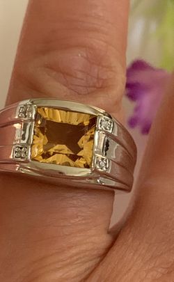 November Birthstone Citrine Ring Sterling silver, size 7,size 7.5