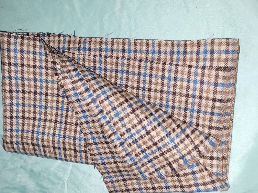 Brown And Blue Wool Plaid Fabric