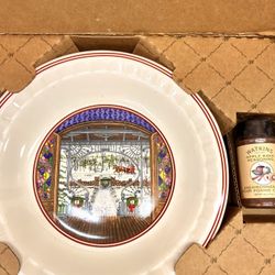 Ceramic Christmas Deep Dish Pie Plate Fireside Apple Pie by Watkins