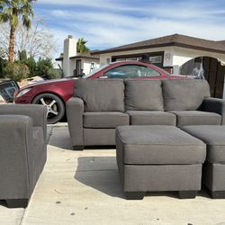Living Room Set – Sofa, Chair & 2 Ottomans – $250 (Free Delivery!)