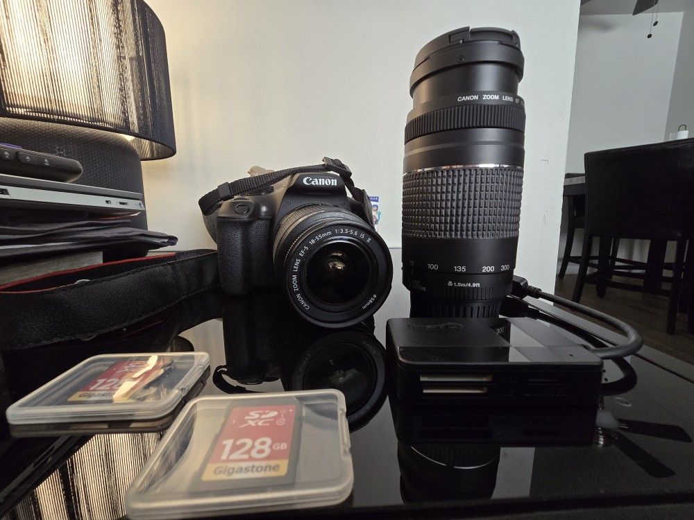 canon eos rebel t7 dslr video two lens kit with ef-s 18-55mm and ef 75-300mm lenses
