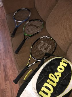 Tennis racquets and bag