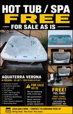 81x81x34 Hot tub free! Aquaterra. You haul