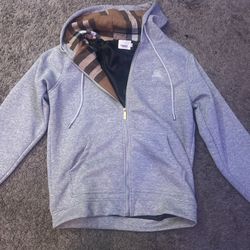Gray burberry hoodie small