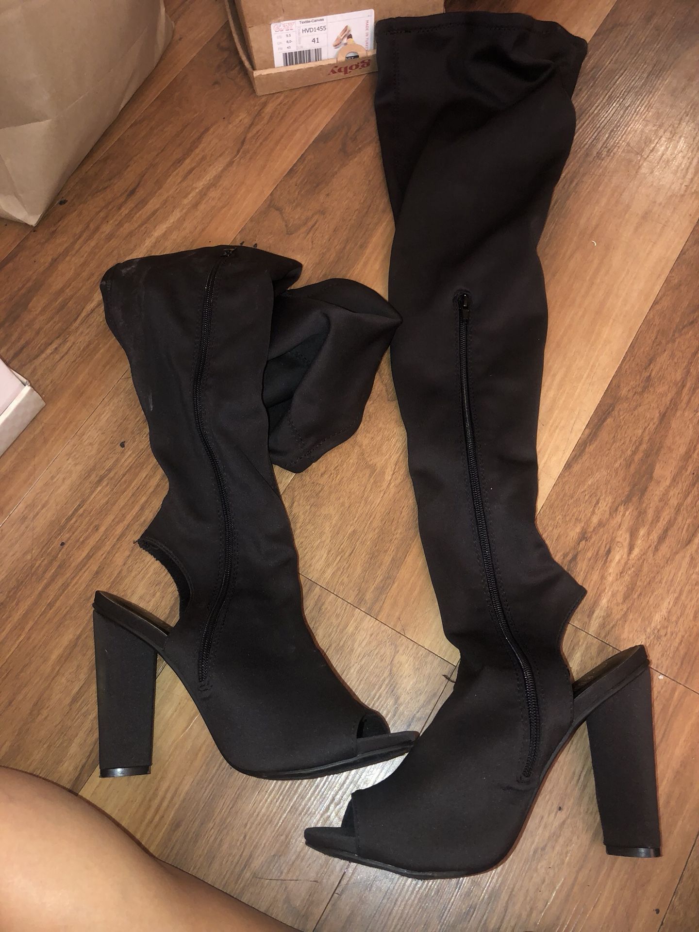 Thigh high suede boots