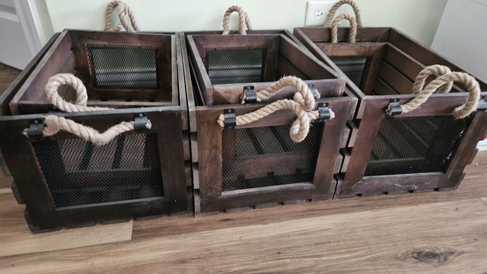 Solid Wood Storage Bin 3 Sets Of Two