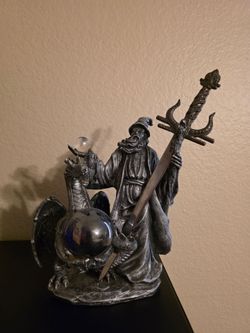 Wizard With Dragon Statue