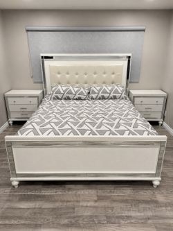 King bed Frame, nightstands and the mattress