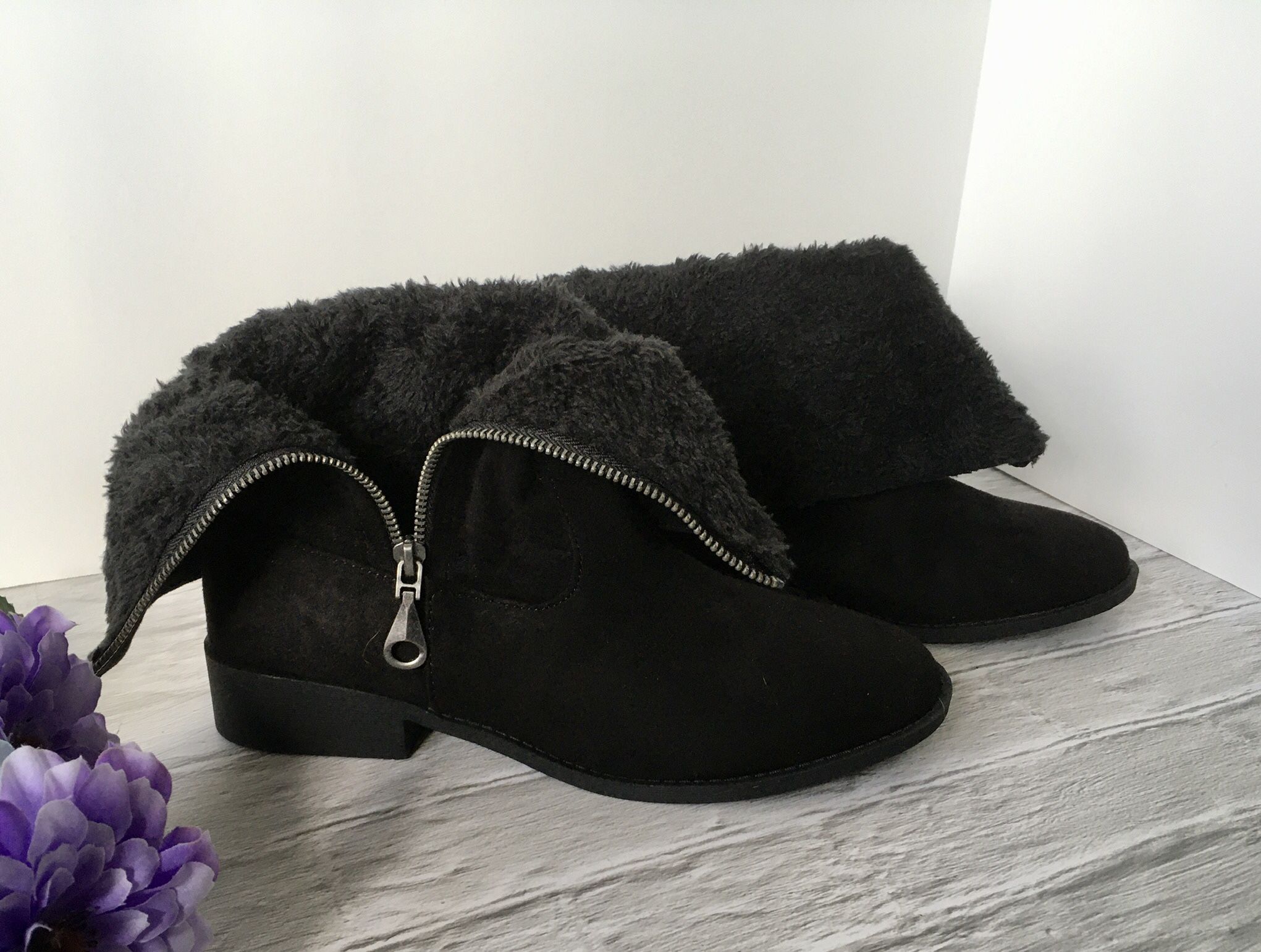 Black Suede Boots, Size 9