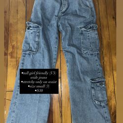 straight leg cargo style jeans