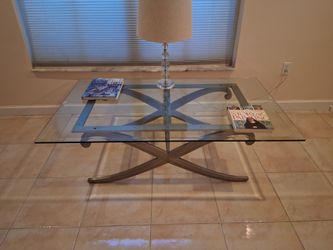 Glass Top Coffee Table with Metal Base