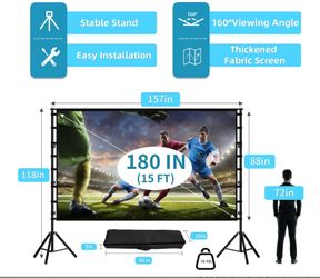 TOWOND 180” 15FT Outdoor Projector Screen with Stand & Carry Bag