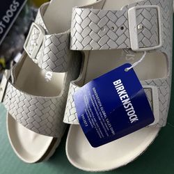 Birkenstock Woven Embossed Ecru Sandals 