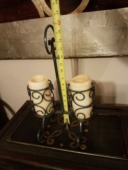Candle holder; blue and black metal; qty 2-$15
