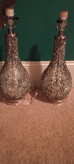 Pair of Silver Mosaic Table Lamp Bases