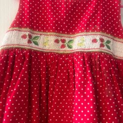 Red Cherry Hand, Mocked Children’s Dress Size 5T