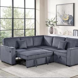 ✅️✅️3-Piece Convertible Sectional
Sleeper Sofa W/Cupholder, Sofa Storage, & USB Ports✅️✅️