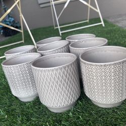 Set of 8 Ceramic Planters/ Pots
