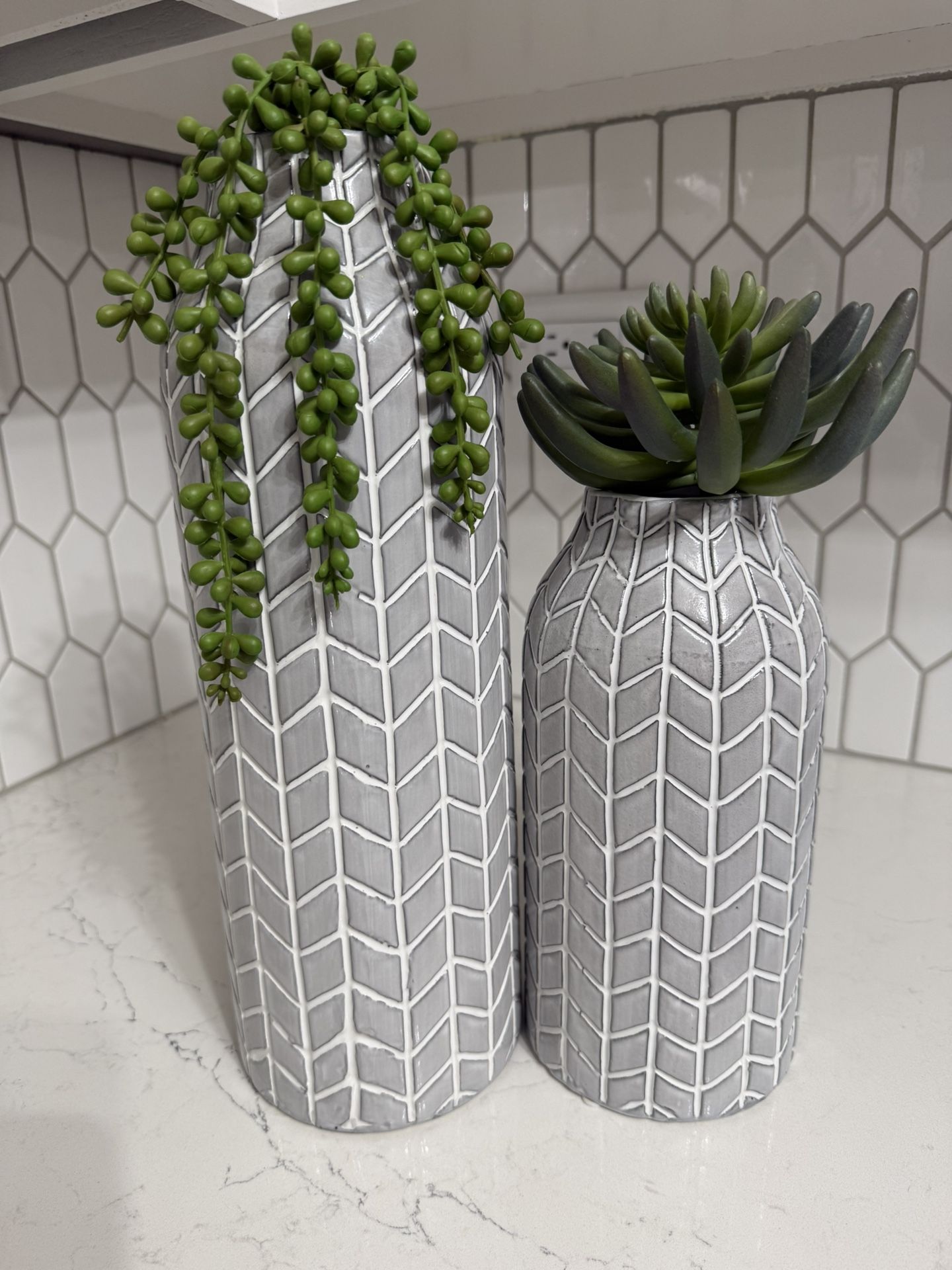 Gray & White Ceramic Vases