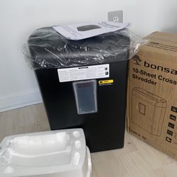 Bonsaii 10-Sheet Cross Cut Paper Shredder, 5.5 Gal Home Office Heavy Duty Shredder for Credit Card, Staple, Clip with Transparent Window