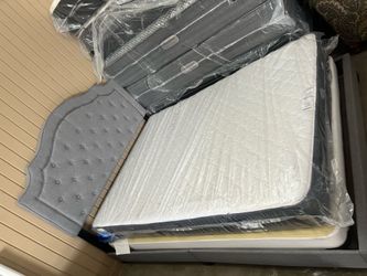 Queen bed frame and mattress
