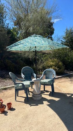 Outdoor Patio Set with Umbrella and Chairs