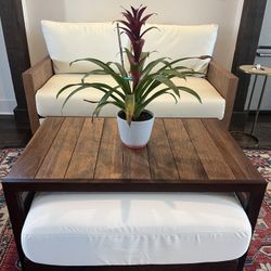 Teak Table & Ottoman Indoor/Outdoor