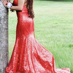 Red Sequins Formal Dress