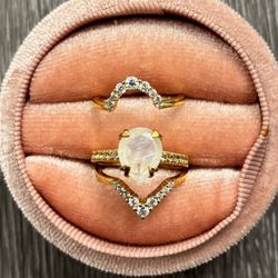 Moonstone Wedding Ring Trio