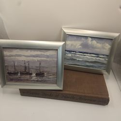 2 Beach Frames Ocean + Boats (Cheap)