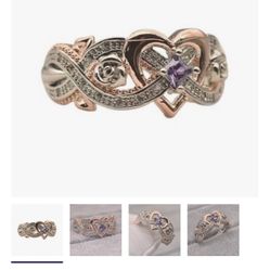Amethyst Heart Sterling Silver Ring