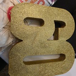 Happy Birthday Number 60 Wood With Glitter 8" X 8 X 2"