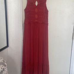 Vestido Largo Color Café Rojizo Elegante Size M