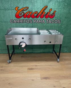 Plancha De 36” | 6 Charolas Baño María | Incluye Manguera | 36” Griddles | 6 Warming Trays |