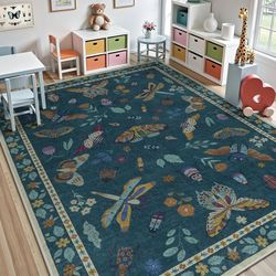 Zedrew 5x7 Washable Area Rugs for Living Room, Modern Print Rug for Bedroom Non Slip Floral Vintage Print Rug Low Pile Carpet for Dining Kids Room Pla