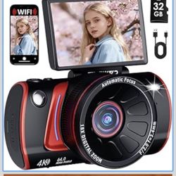 4K Digital Camera for Photography, 64MP WiFi Vlogging Camera for Beginners with 3" 180° Flip Screen, 18X Digital Zoom, Point and Shoot Cameras for You