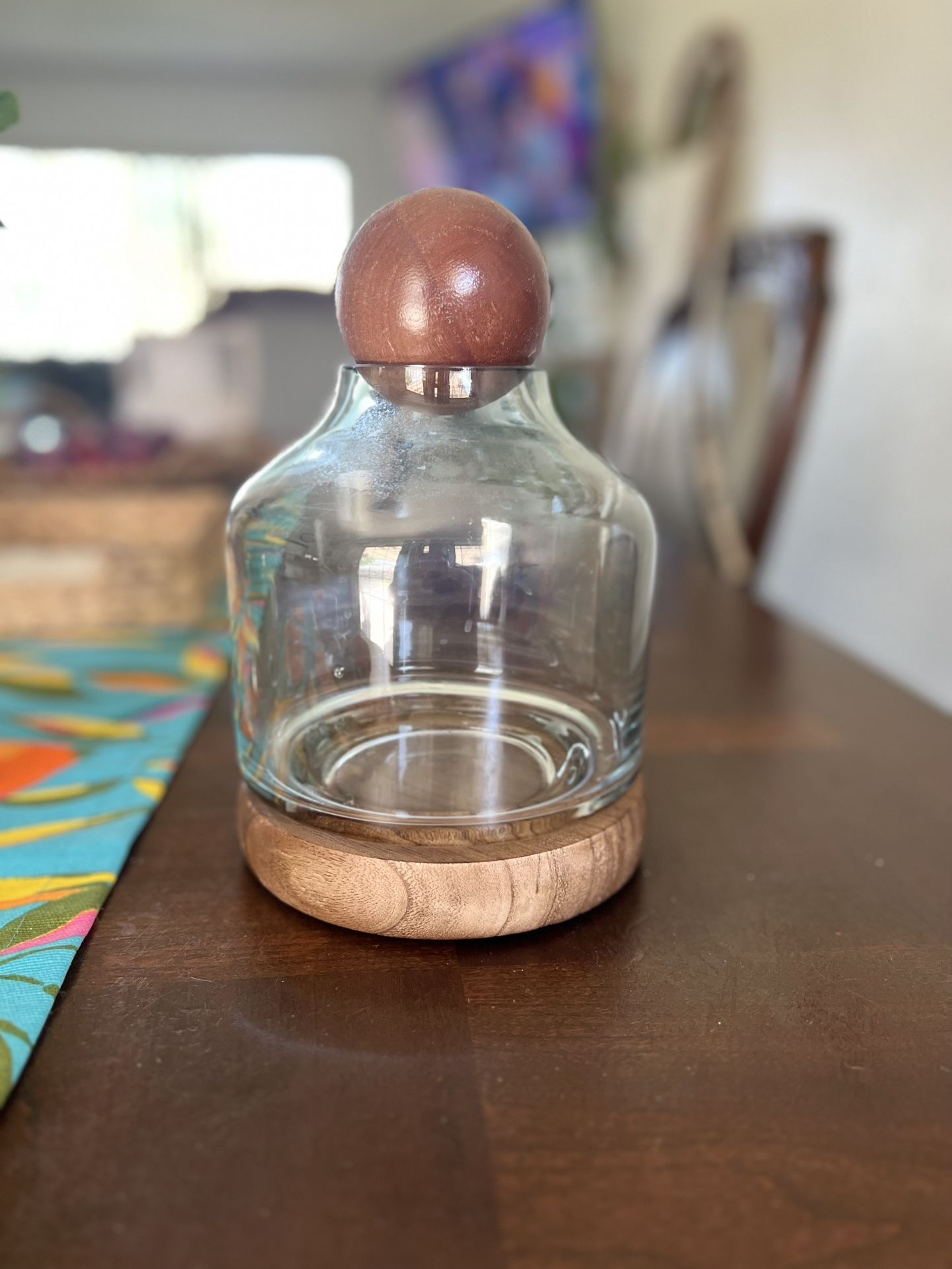 7" Wide Recycled Glass/Wood Terrarium Blue - Smith & Hawkenâ„¢