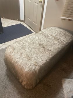 AVAILABLE NOW!!Brown/Tan Faux Fur Ottoman/Wooden/Bench
