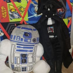 Large R2D2 & Darth Vader Star Wars Pillow Plush- Like New