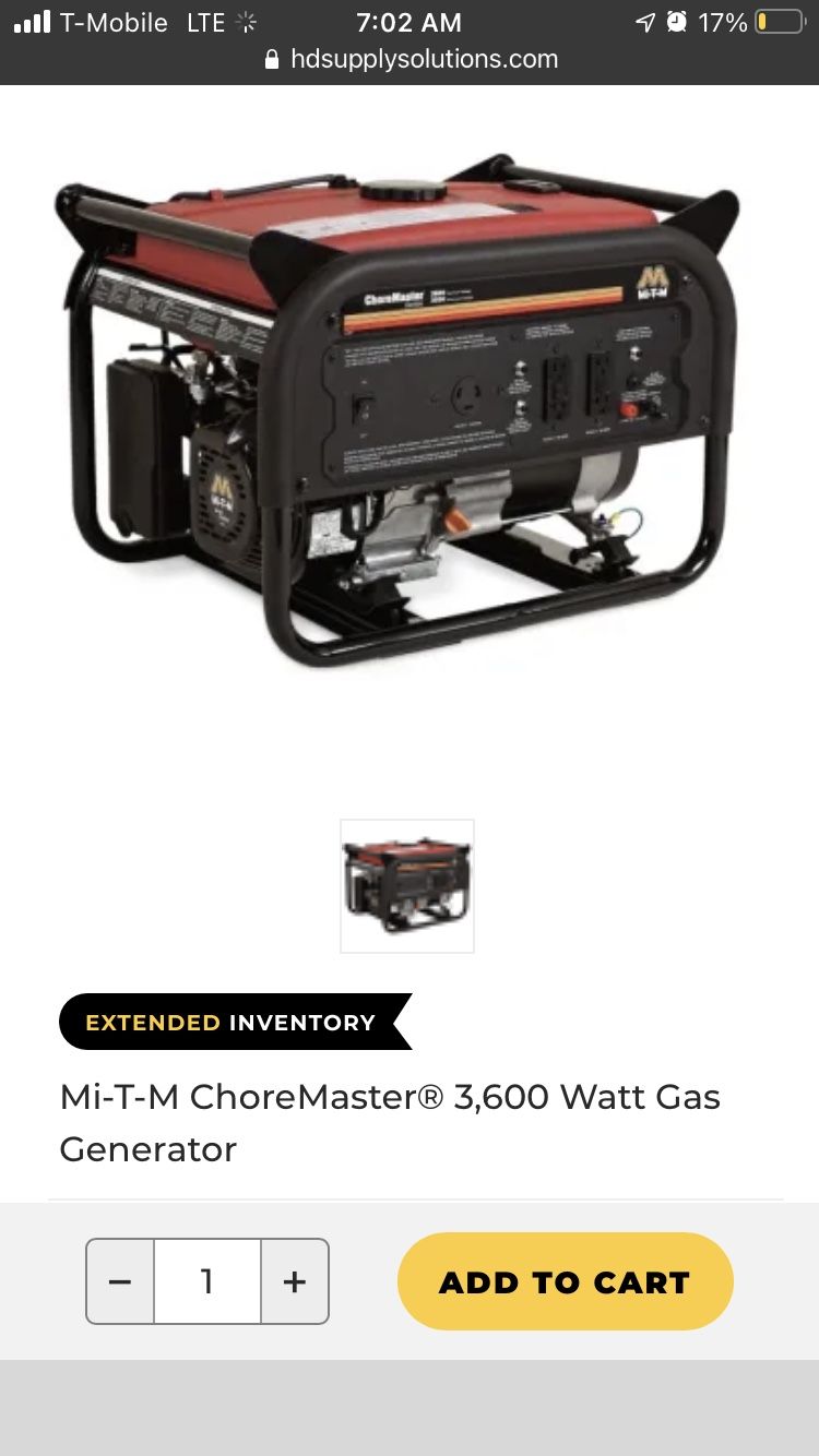 Mi-T-M ChoreMaster® 3,600 Watt Gas Generator