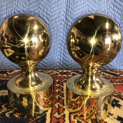 Pair Of Vintage Brass Balls 