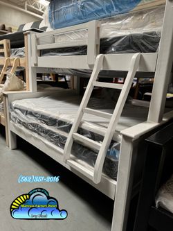 Twin full white bunk bed litera cama colchones nuevos