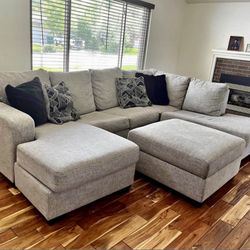 🚚 FREE DELIVERY ! Gorgeous U-shape Grey Double Chaise Sectional Couch