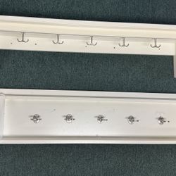 Set of 2 IKEA TORNVIKEN Kitchen Wall Shelves in White 120 cm With Metal Hooks Under Shelf 