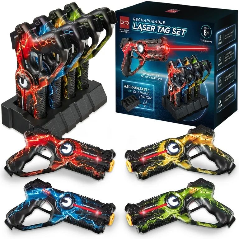 Best Choice Products Set of 4 Rechargeable Laser Tag Blasters No Vests Needed w/Docking Station