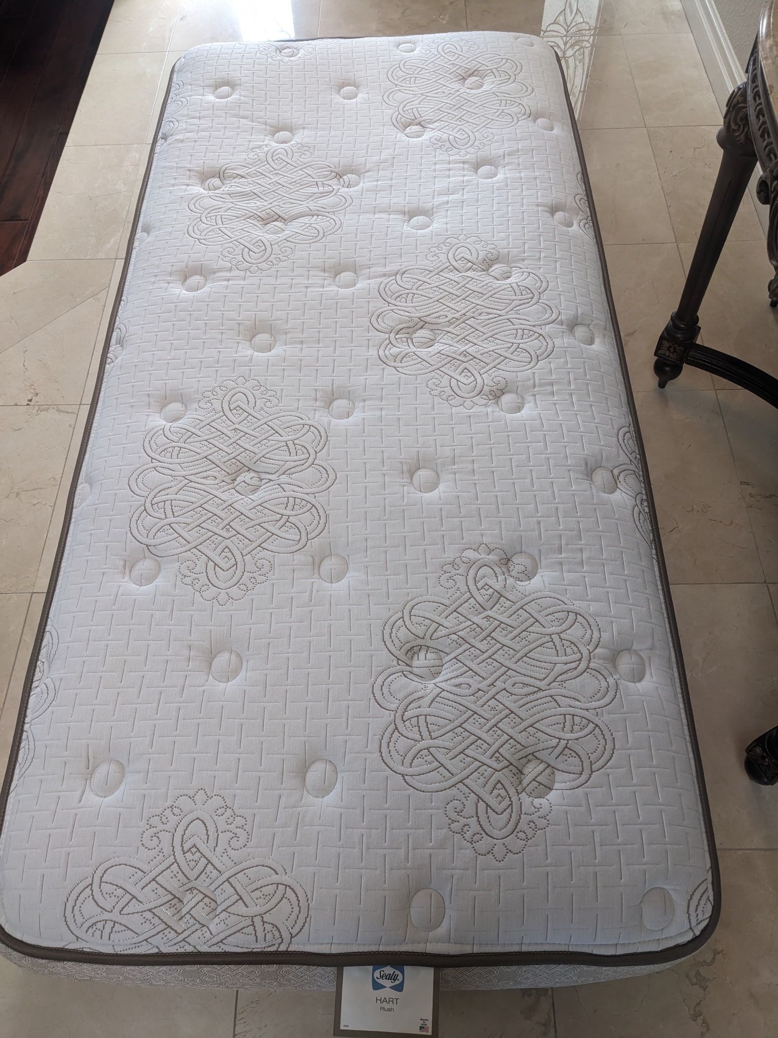 Twin Sealy Heart Plush Mattress, Box Spring and Frame