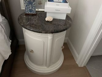 White and Marble Side Tables