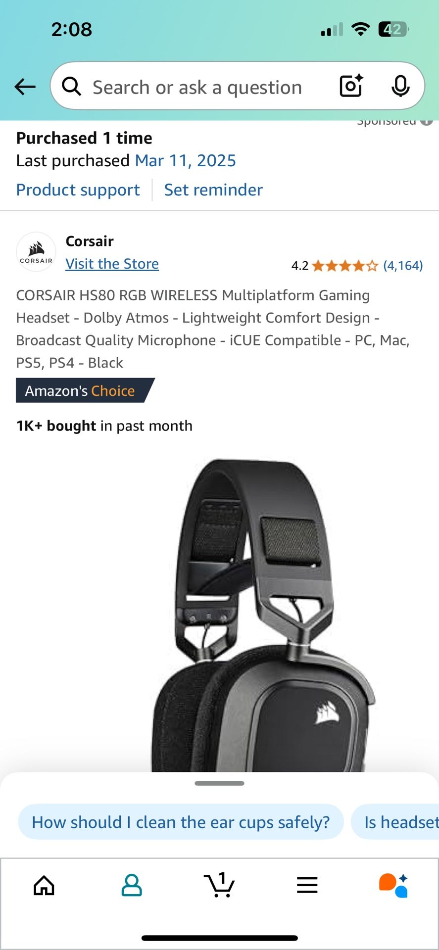 Corsair hs80 Wireless rgb Gaming headset