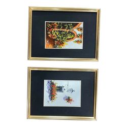 NY: Framed Miniature Architectural Oil Paintings