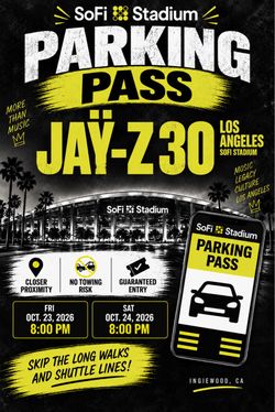 SoFi Stadium Parking Pass - Jay-Z 30 Tour